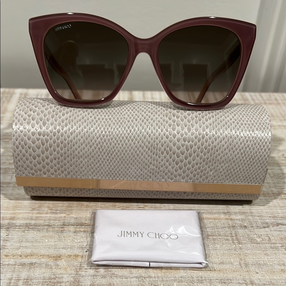 Jimmy Choo Lavender Sunglasses with Pearl Detail, Full Inclusion NWT